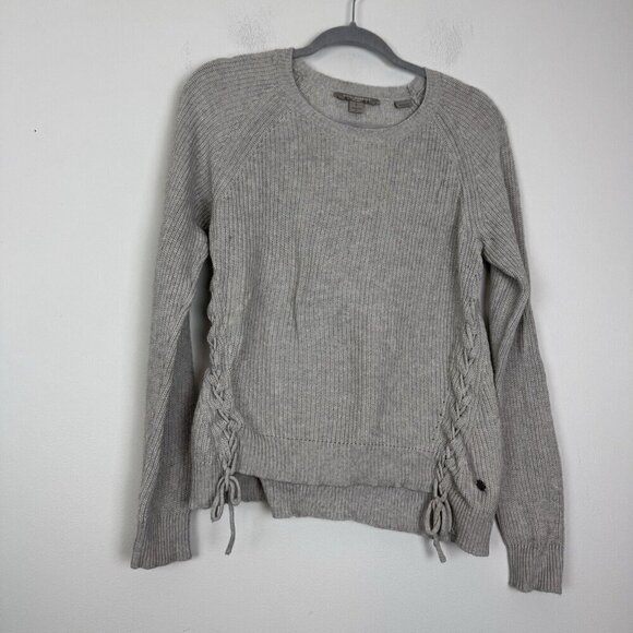 Royal Robbin’s Woman’s Gray Long Sleeve Lace Up Side Sweater Standard Fit Small - Picture 1 of 6
